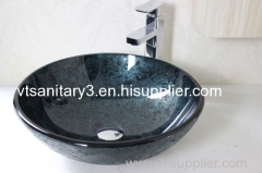 washing basin with bathroom faucet counter top glass basin