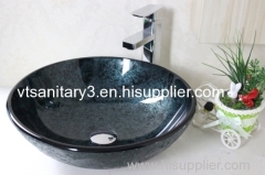 washing basin with bathroom faucet counter top glass basin