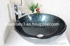 washing basin with bathroom faucet counter top glass basin