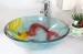 glass basin with pop-up glass basin with siphone