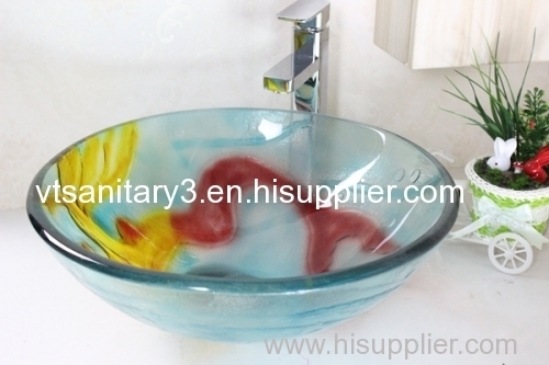 glass basin with pop-up glass basin with siphone