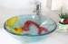 glass basin with pop-up glass basin with siphone