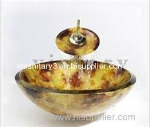 hand-painting color vessel sink foiled glass sink