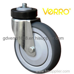 Low noise threaded stem TPE shopping cart casters