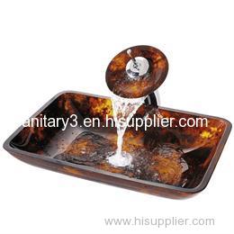 glass sink with waterfall faucet tempered glass basin with waterfall mixer