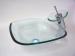 glass basin with siphone purple bathroom sink