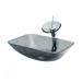 glass basin with siphone purple bathroom sink