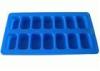 Blue Silicone Ice Tray With 14 Holes Small Rectangle , FDA / LFGB Standard