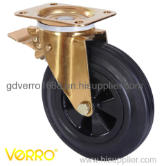 Premium garbage container's rubber wheel casters with brake