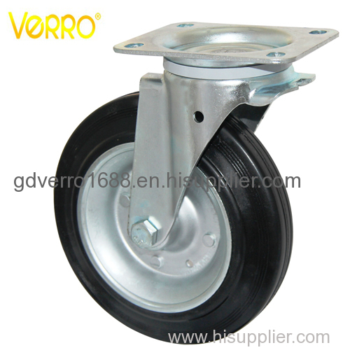 medium duty rubber garage container casters with iron wheel rim
