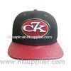 Red Ostrich Leather Peak Snapback Baseball Caps With 3D Embroidery