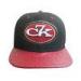 Red Ostrich Leather Peak Snapback Baseball Caps With 3D Embroidery