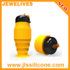 Flexible Fashion Collapsible Silicone Water Bottle with plastic lid for Sport & Travel