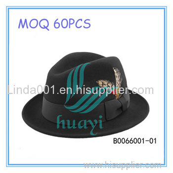 Mens black wholesale fedora hats with feather