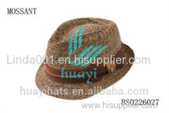 Popular Style Raffia Straw Fedora Hat for Men