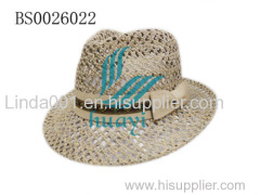 High quality mans handmade crochet straw fedora hats