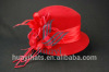 Hot sale women's red wool felt cloche hat with flower decoration