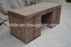 KD fir desk with seven drawers