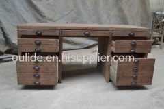 KD fir desk with seven drawers