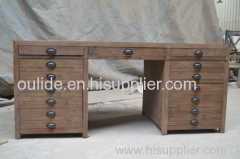 KD fir desk with seven drawers