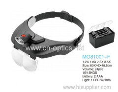 Head magnifier with led light and four lens