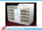 5 Layers MDF White Shop Cash Counter Desk For Shop Payment , 3 Drawers