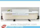 White MDF Wood Reception Desk For Exhibition Help Center , 5000mm * 2800mm * 1050mm