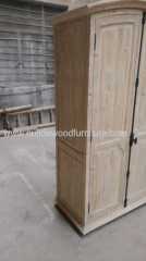 Chinese fir two-doors wardrobe with the top of the arc