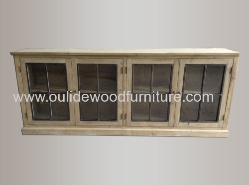 230*45*92 cm Chinese fir low cabinets with iron doors and glass 230*45*92 cm