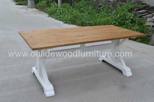 recycled fir dinning table with white X-legs
