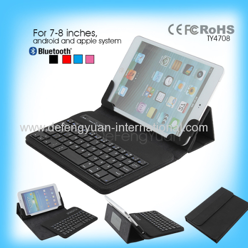 Universal 7"~8" Tablet PC Portfolio Leather Case Detachable Bluetooth Keyboard for android IOS and Windows
