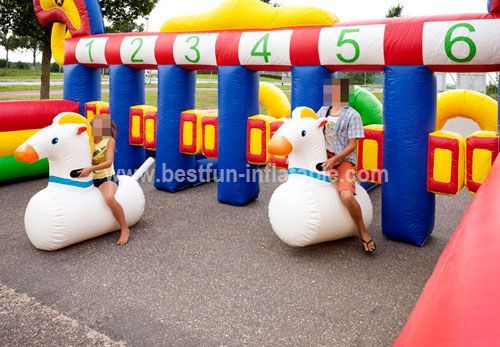 Inflatable horse riding racing game