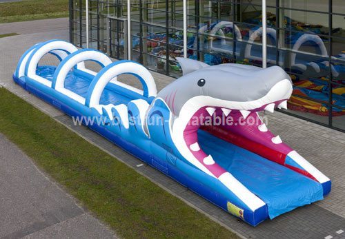 Inflatable shark water slide slip