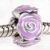 European Style Sterling Silver Rose Garden with Purple Enamel Charm Beads european bracelet jewelry.