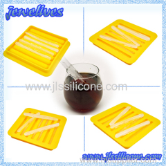 Silicone ice cube tray with many sticks