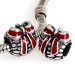 Sterling Silver Red Enamel Pinecone Christmas gift Charm Beads with Big Hole