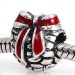 Sterling Silver Red Enamel Pinecone Christmas gift Charm Beads with Big Hole