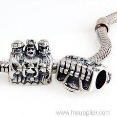 Sterling Silver Gold Plated Cross Three Kings Charm Beads