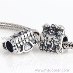 Sterling Silver Gold Plated Cross Three Kings Charm Beads