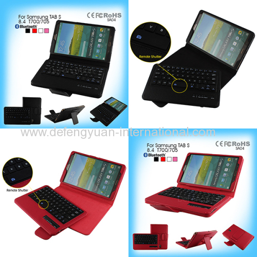 Standable Popular Fansionable Bluetooth Keyboard Case for Samsung Tab S 8.4 inch T700/705