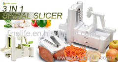As seen on TV 3 in 1 Spiral Slicer for vegetables/Tri-Blade Plastic Vegetable Spiral Slicer 3 in 1