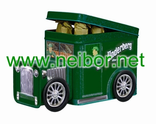 tin truck box with 4 wheels tin car box chocolate can