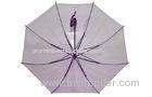 Long Colorful Clear PVC Umbrella , 46 Inch Arc Purple Aluminium Frame