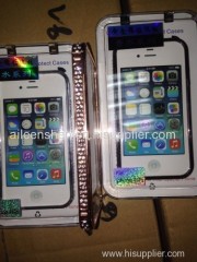TPU material cell phone case for Iphone4S (diamond cover metal frame red color with packing)