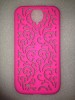 PC material cell phone case for Samsung S4 (smooth surface palace flower style pink color)