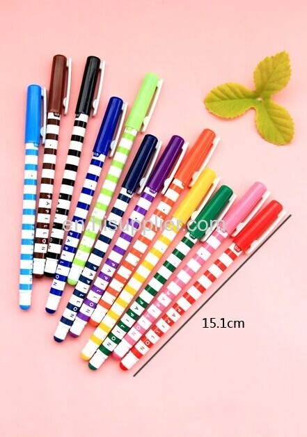 new arrival! stripe plastic color neutral pen 12 color