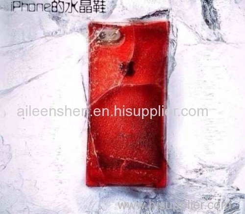 PC material cell phone case for Iphone5S(smooth surface crystal ice style red color)