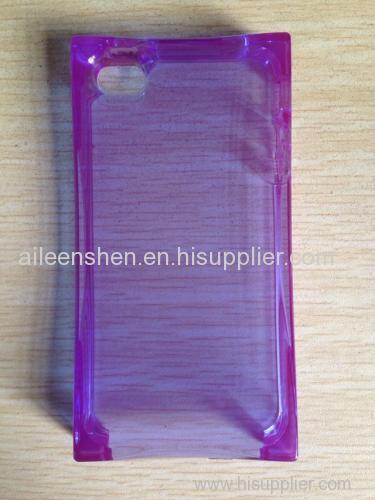 TPU material mobile phone case for Samsung S5(smooth surface ice block shape transparent purple color)