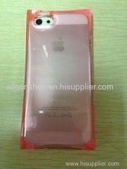 TPU material mobile phone case for Samsung S5(smooth surface ice block shape transparent purple color)