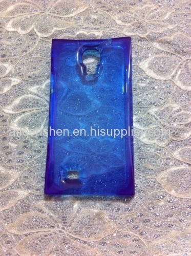 TPU material mobile phone case for Samsung S5(smooth surface ice block shape transparent blue color)